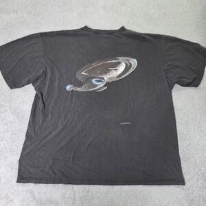 Stanley Desantis Mens XL Star Trek Voyager T-Shirt Black 1995 Vintage Distressed